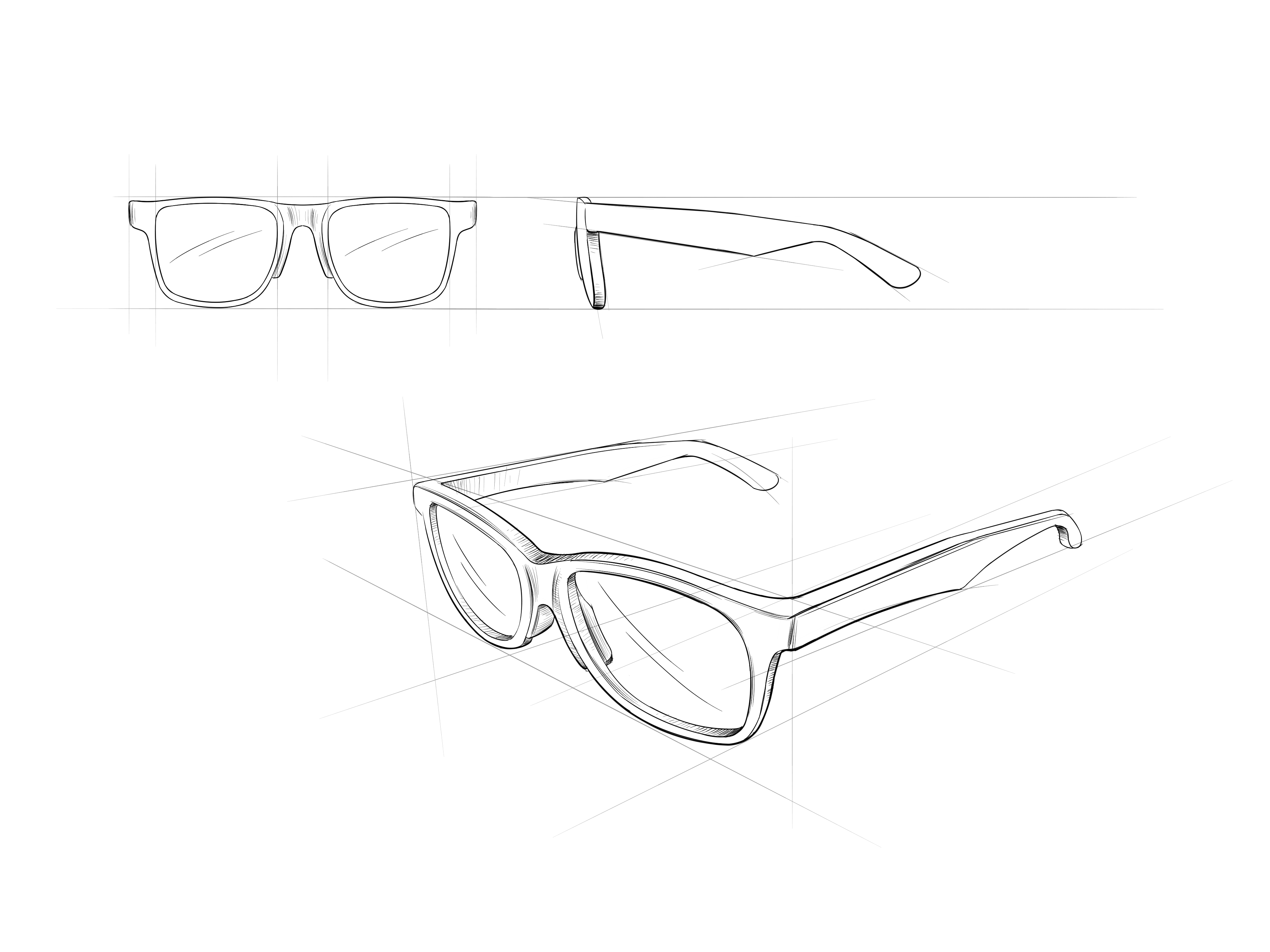Iris design sketches showing multiple angles
